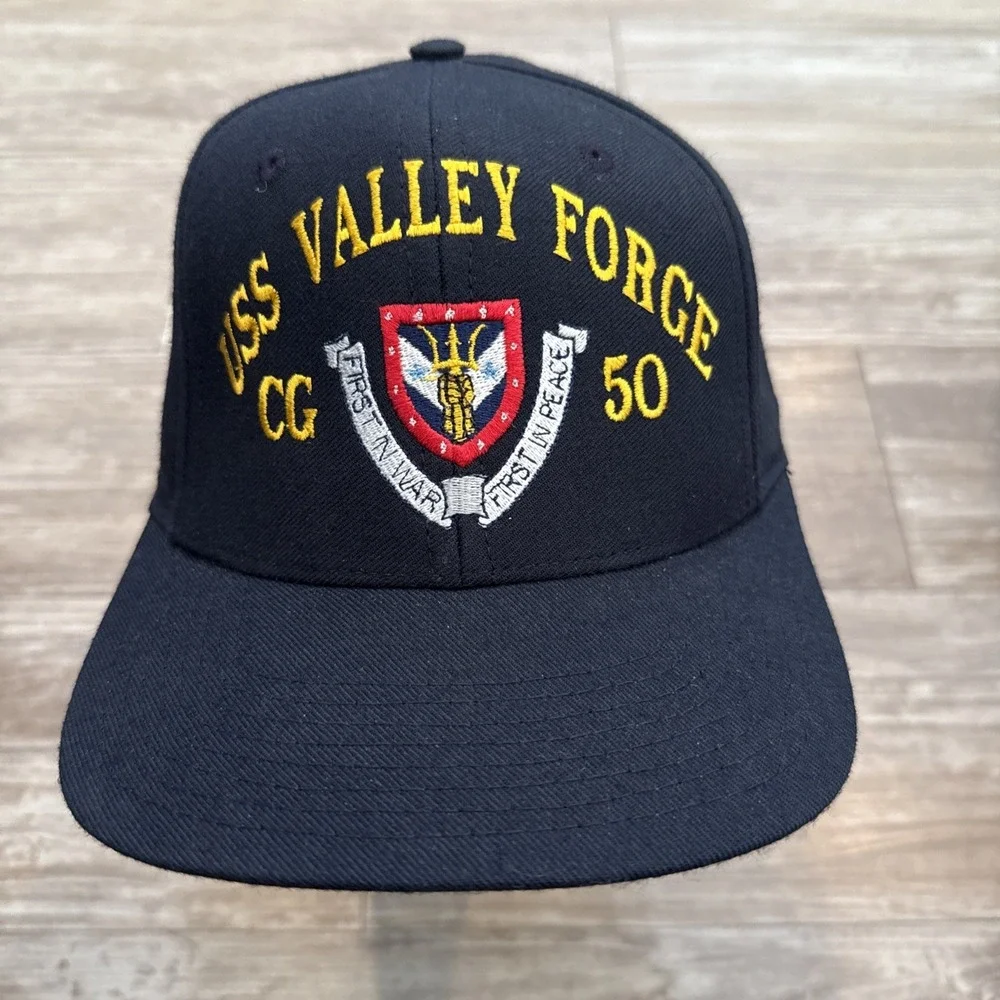 The Corps‎ USS VALLEY FORGE CG 50 Logo Blue Baseball Cap Hat One Size